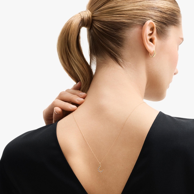 Wisiorek złoty księżyc z cyrkoniami