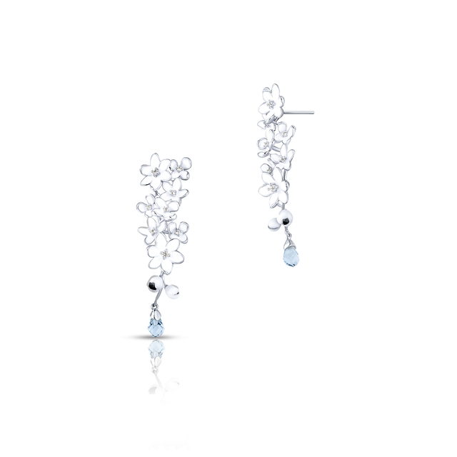 Kolczyki srebrne Kwiaty Nocy Biały Bez