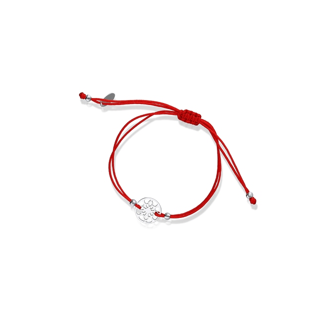 Bransoletka srebrna na czerwonym sznurku płatek śniegu