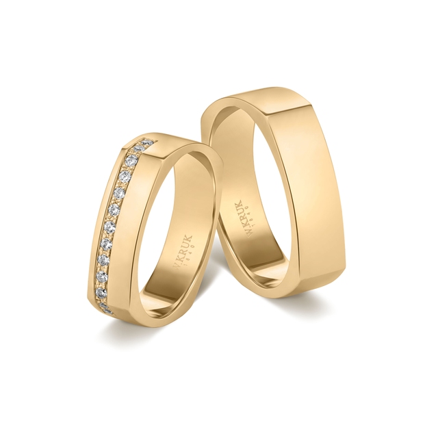 Komplet obrączek złotych SQUARELLA