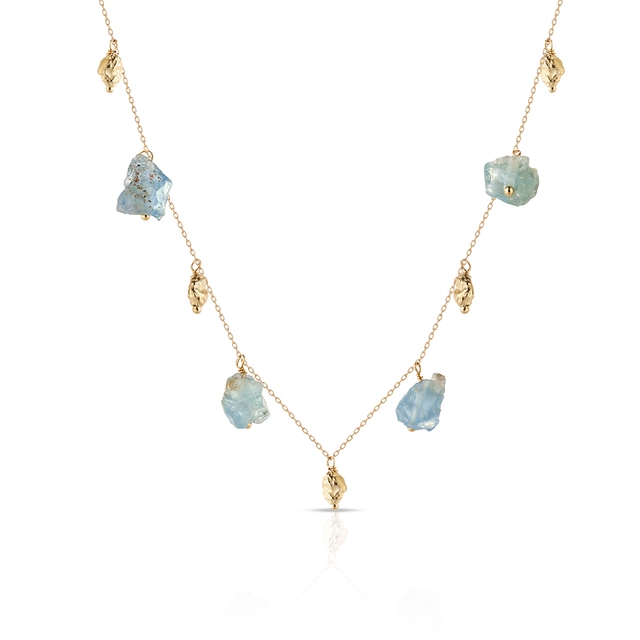 Naszyjnik złoty z niebieskimi apatytami Saint Tropez