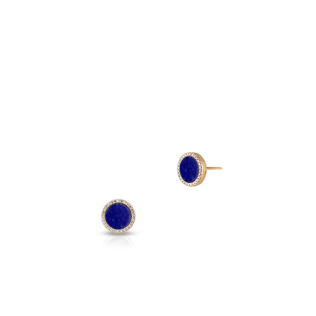 Kolczyki złote z diamentami i lapis lazuli