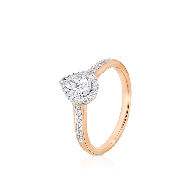 Pierścionek złoty bicolor z brylantem i diamentami