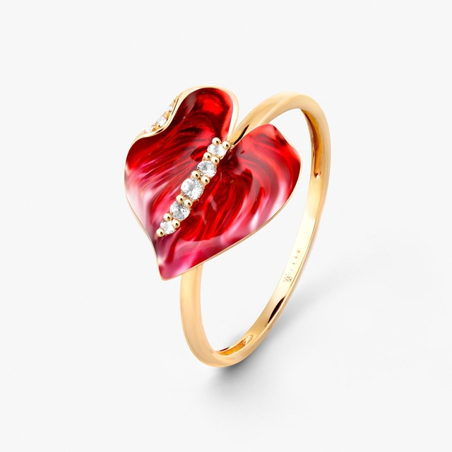 Pierścionek złoty Kwiaty Nocy Anturium