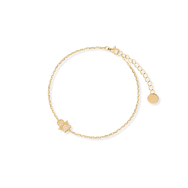 Bransoleta srebrna pozłacana z aniołkiem