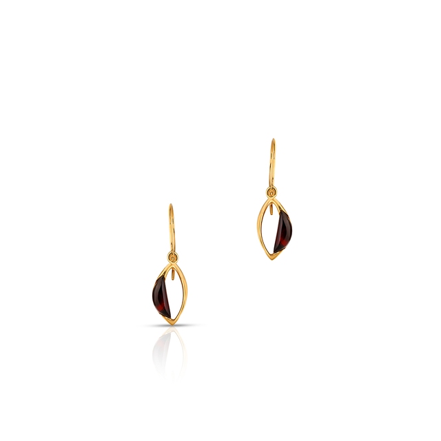 Kolczyki srebrne pozłacane z bursztynem