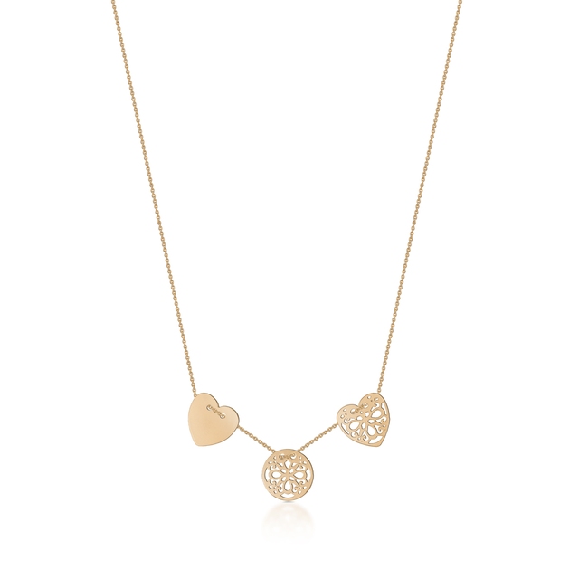 Naszyjnik złoty z trzema zawieszkami