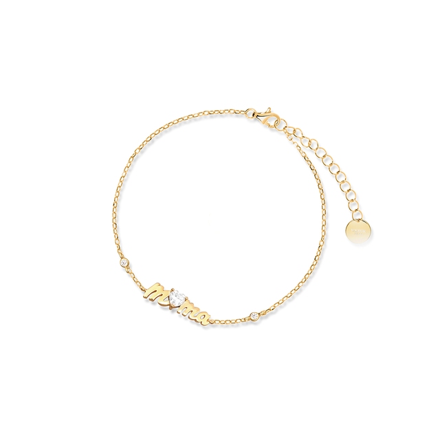 Bransoleta srebrna pozłacana Mama