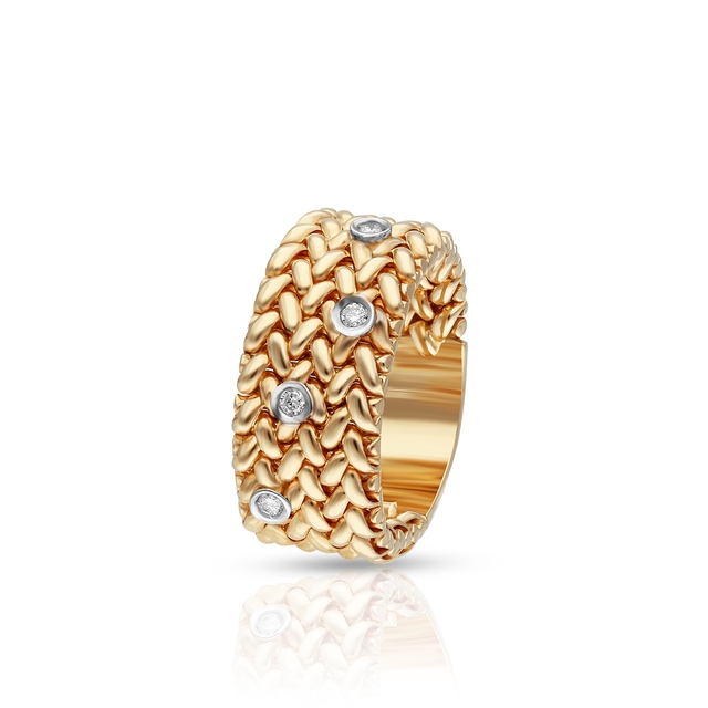 Pierścionek złoty bicolor z brylantami