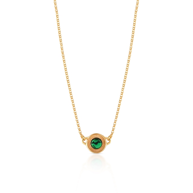 Naszyjnik srebrny pozłacany z malachitem