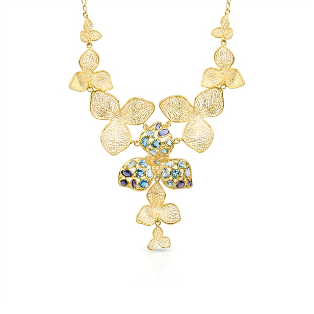 Naszyjnik złoty z motywem kwiatowym