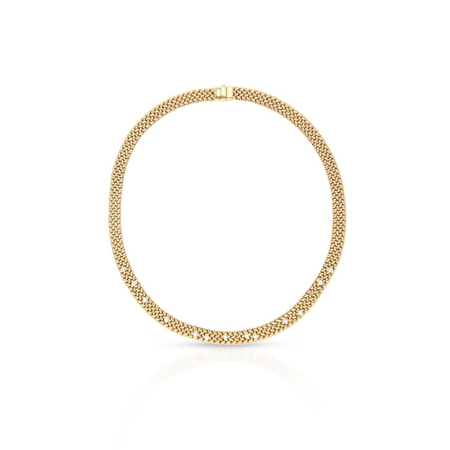 Naszyjnik złoty bicolor z brylantami