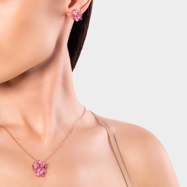 Wisiorek srebrny Kwiaty Nocy Różowy Bez