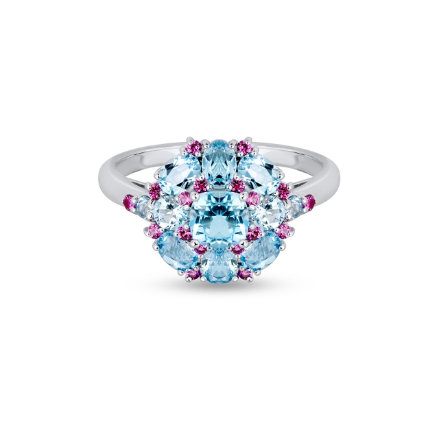 Pierścionek srebrny z topazami