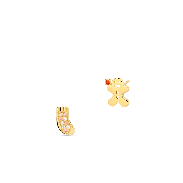 Kolczyki srebrne pozłacane ze świątecznym motywem