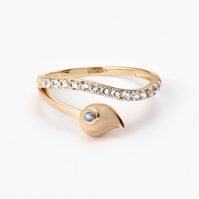 Pierścionek złoty Kwiaty Nocy Bratki