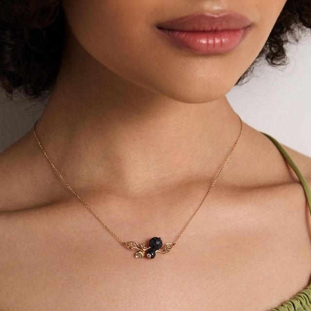 Naszyjnik złoty Kwiaty Nocy Borówka