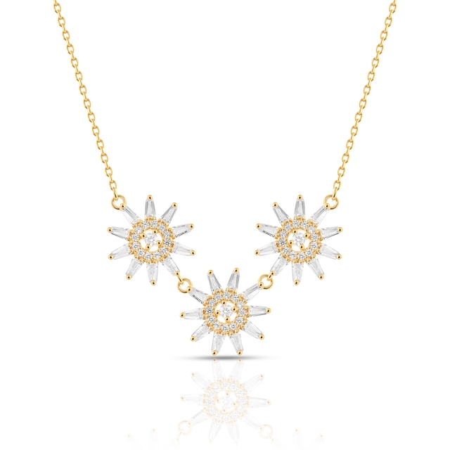 Naszyjnik srebrny pozłacany z cyrkoniami