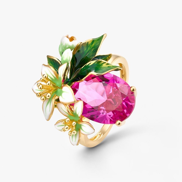 Pierścionek srebrny Kwiaty Nocy Cytrusy