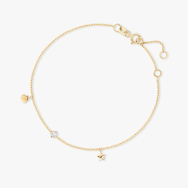 Bransoleta złota z rozgwiazdą i muszlą