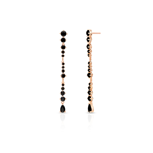 Kolczyki różowe złoto z czarnymi szafirami