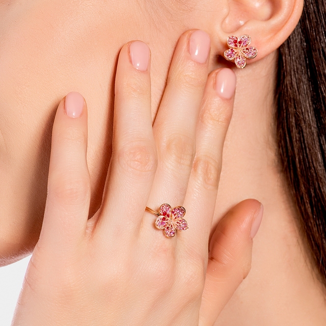 Kolczyki różowe złoto Kwiaty Nocy