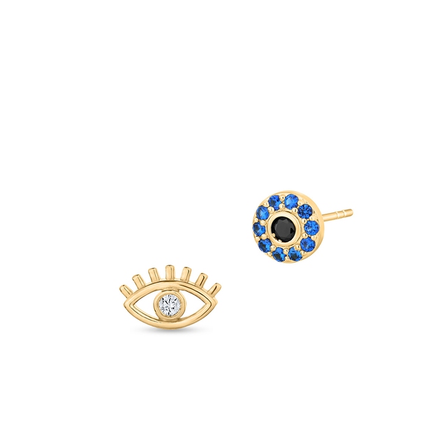 Kolczyki srebrne asymetryczne oko proroka