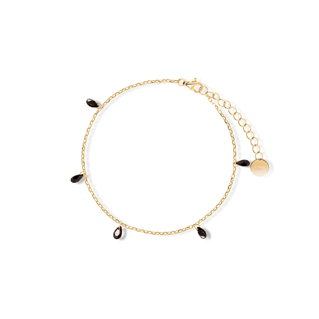 Bransoleta srebrna pozłacana z czarnymi cyrkoniami