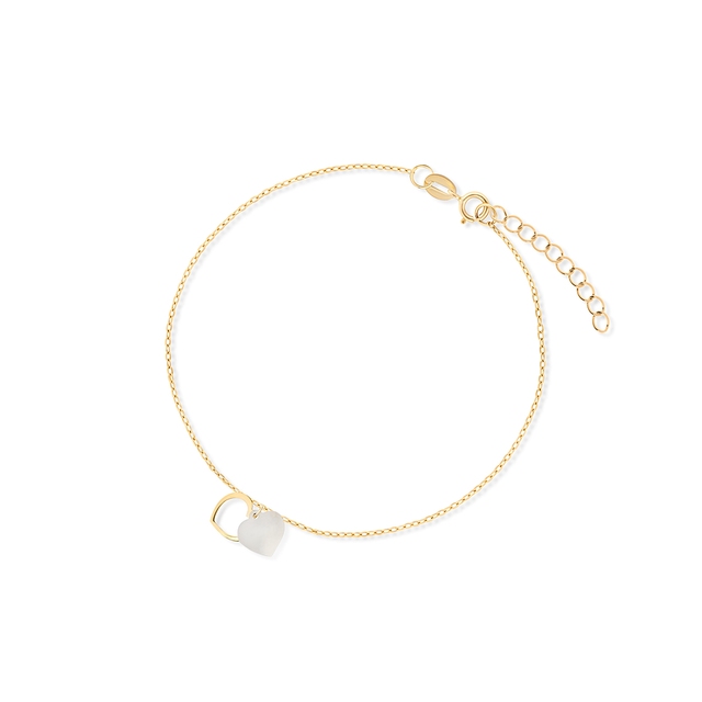 Bransoleta złota perłowe serca