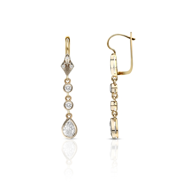 Kolczyki złote z brylantami i diamentami