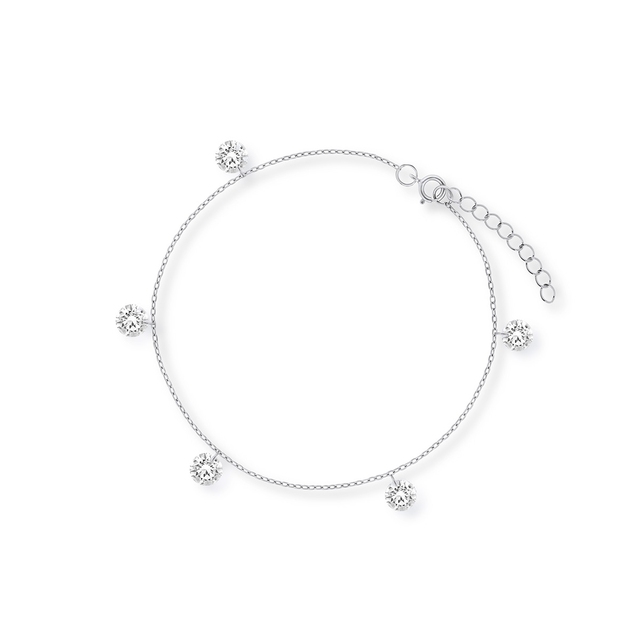 Bransoleta srebrna z wiszącymi cyrkoniami