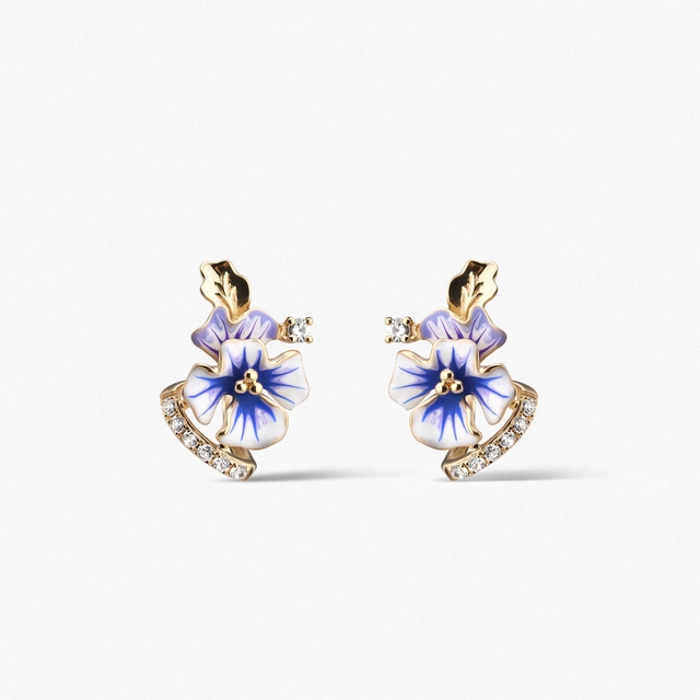 Kolczyki złote Kwiaty Nocy Bratki