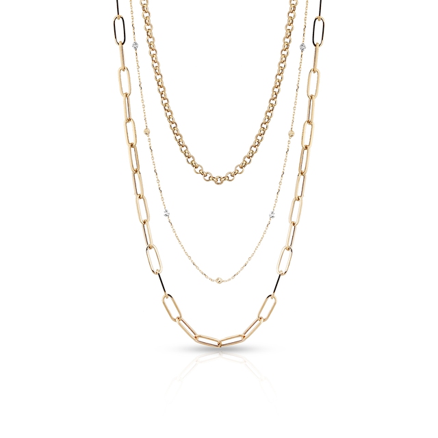 Naszyjnik złoty bicolor kaskadowy W.KRUK