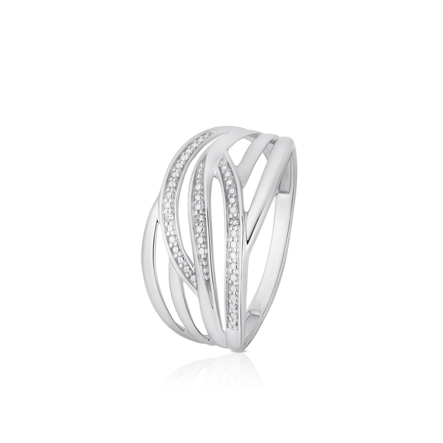 Pierścionek białe złoto z diamentami