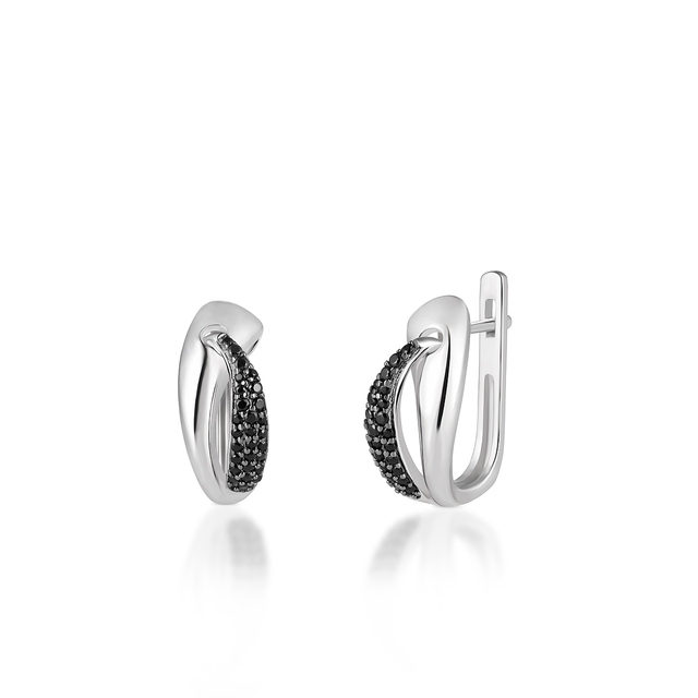 Kolczyki srebrne z czarnymi spinelami