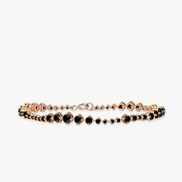 Bransoleta różowe złoto z czarnymi szafirami