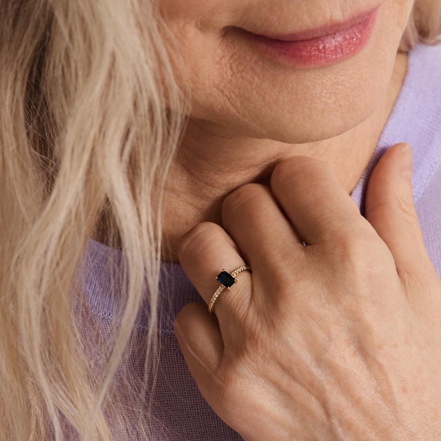 Pierścionek złoty z szafirem TRIO