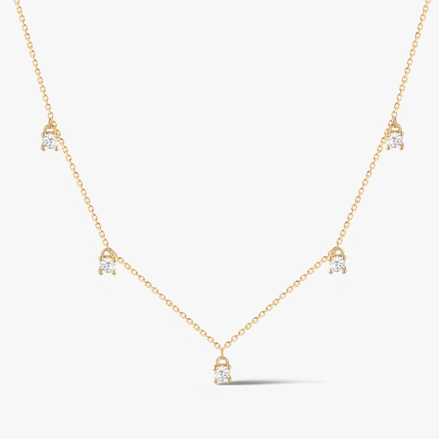 Naszyjnik  złoty z wiszącymi cyrkoniami