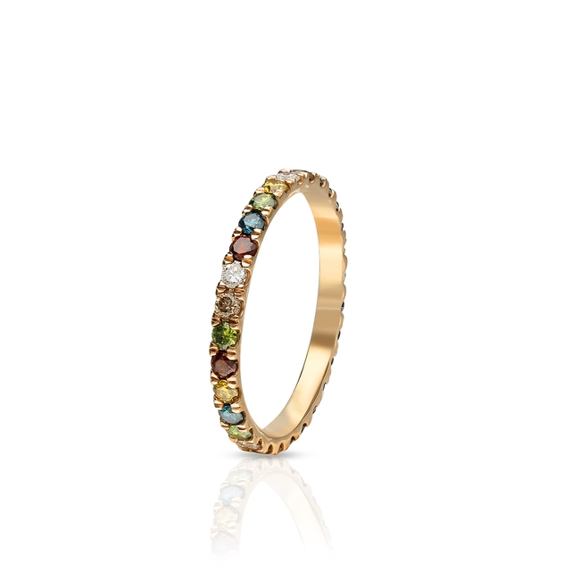 Pierścionek różowe złoto z brylantami