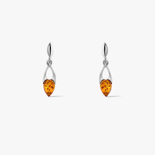 Kolczyki srebrne z bursztynem