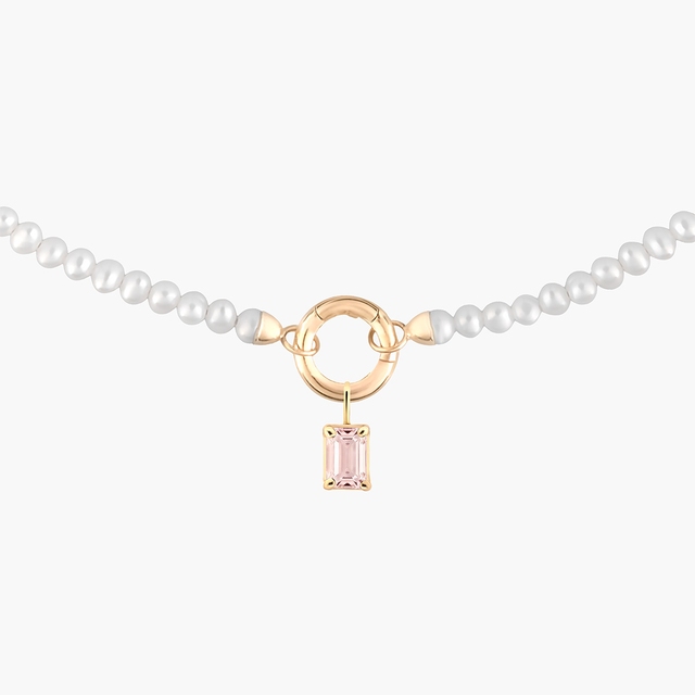 Wisiorek złoty z kwarcem różowym