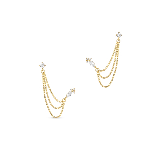 Kolczyki srebrne pozłacane z cyrkoniami