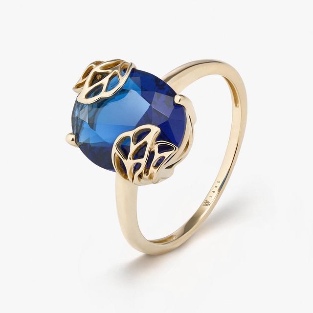 Pierścionek złoty Kwiaty Nocy Borówka