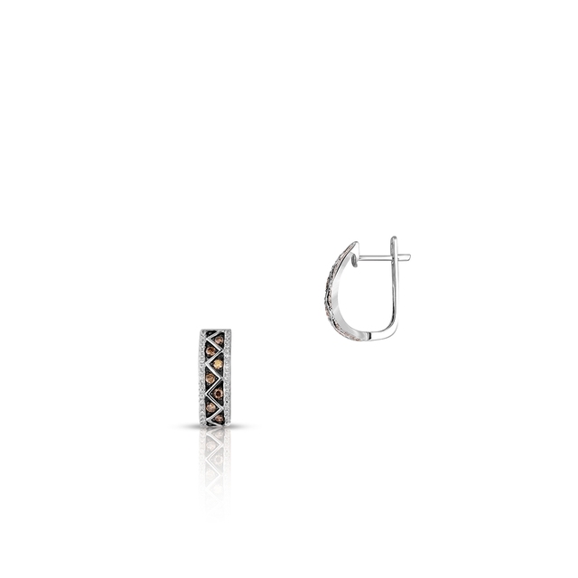 Kolczyki białe złoto z brązowymi brylantami