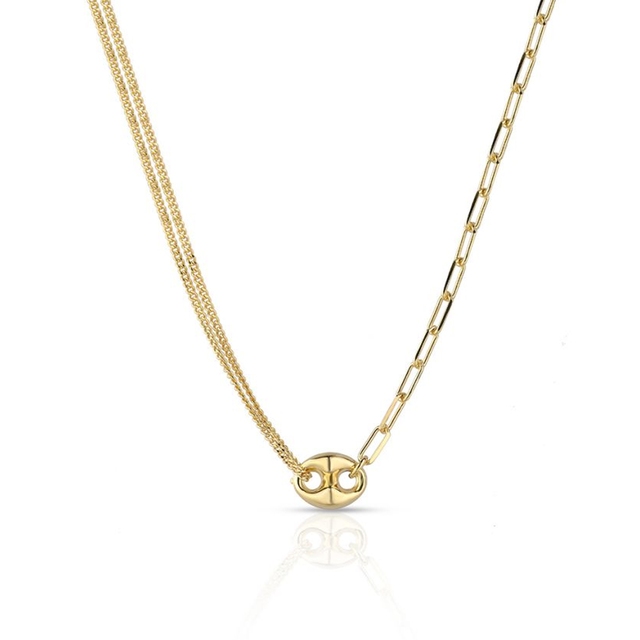 Naszyjnik srebrny pozłacany puff mariner