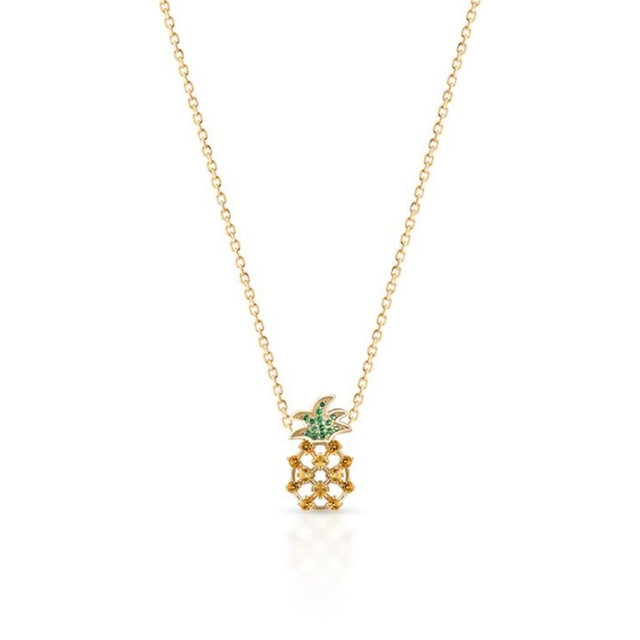 Naszyjnik srebrny pozłacany ananas