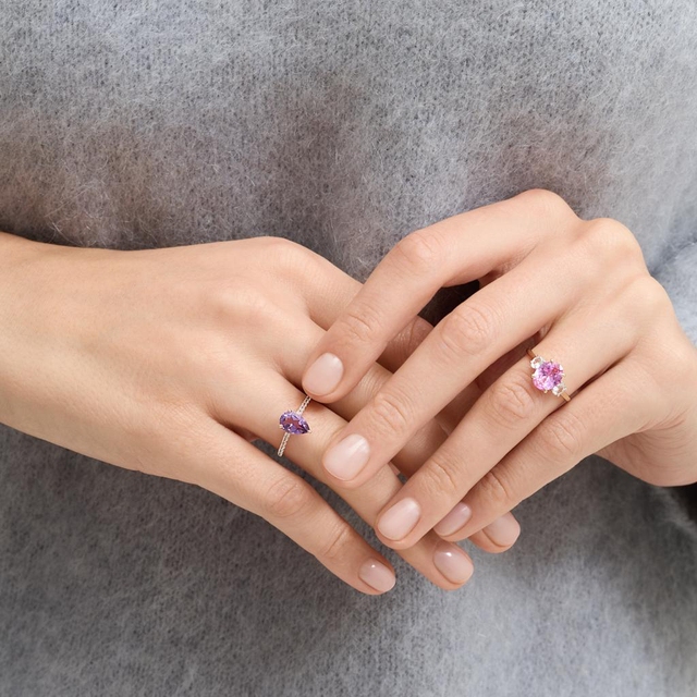 Pierścionek złoty z ametystem Maria Antonina