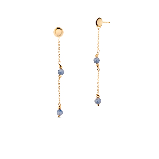 Kolczyki złote z kamieniem księżycowym