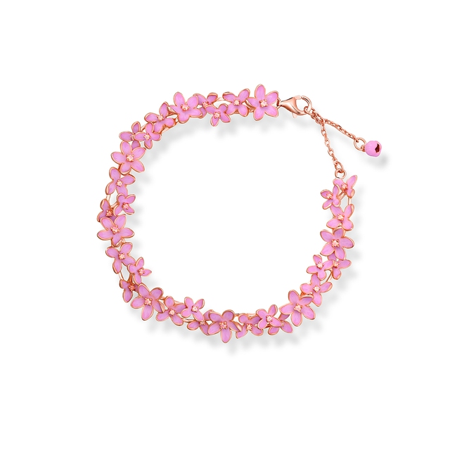 Bransoletka srebrna Kwiaty Nocy Różowy Bez