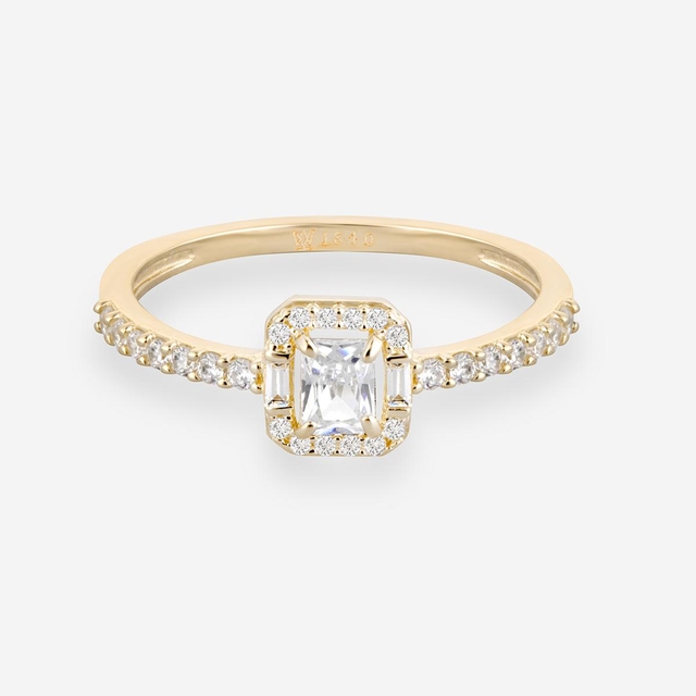 Pierścionek złoty z cyrkoniami